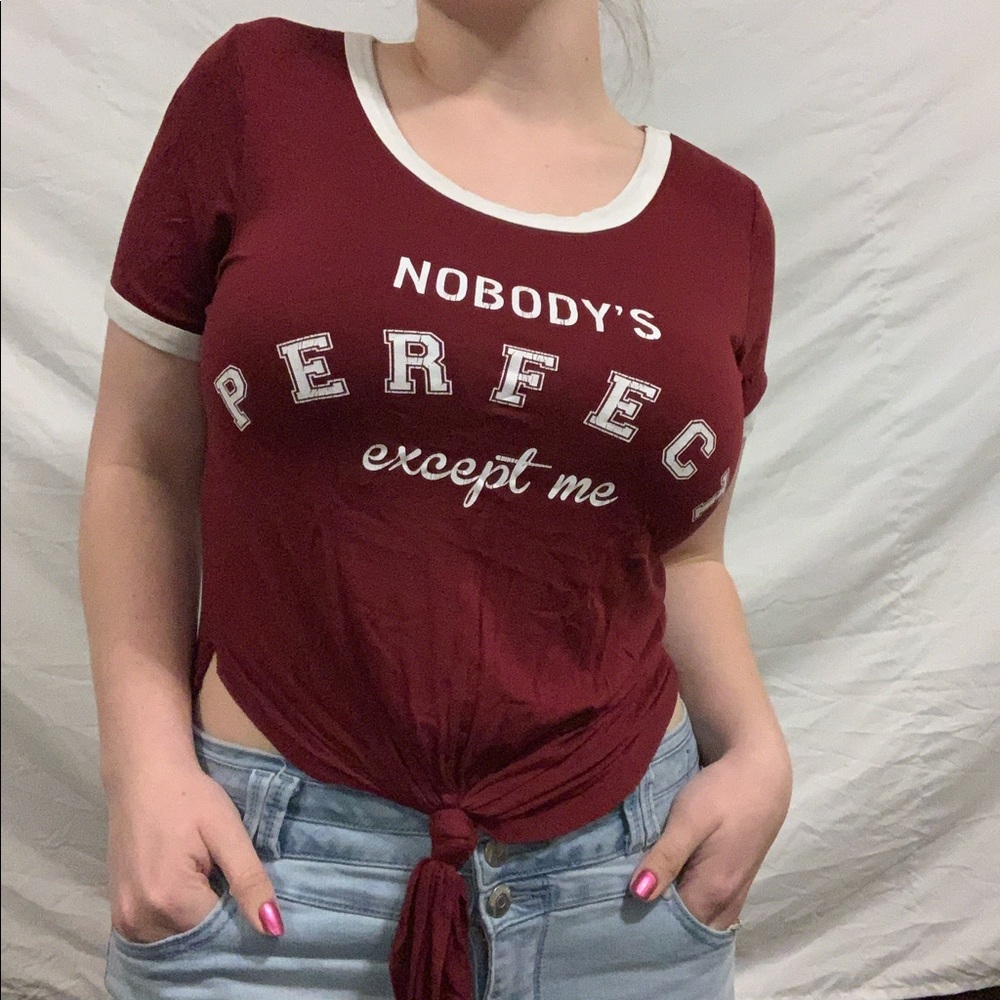 Maroon crop top tie up shirt by electric pink